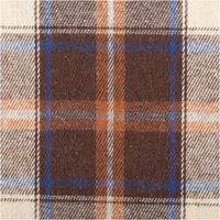 92611-Flanellstoff-brushed-yarn-died-checks-Karo-braun-creme-blau-1-45m-Breite-IMG-8483.jpg Flanellstoff mit Karomuster in Braun, Creme, Blau und Orange, weich angeraut, klassischer Karo-Look - Nahaufnahme