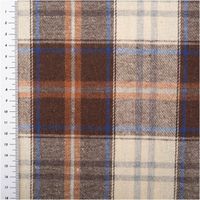 92611-Flanellstoff-brushed-yarn-died-checks-Karo-braun-creme-blau-1-45m-Breite-IMG-8484.jpg Flanellstoff mit Karomuster in Braun, Creme, Blau und Orange, weich angeraut, klassischer Karo-Look - mit Massband