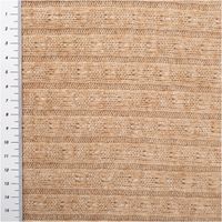 Beigefarbener Strickstoff mit feinen silberfarbenen Glitzereffekten und vertikalem Rippenmuster - mit Massband