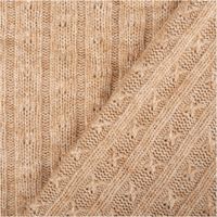Beigefarbener Strickstoff mit feinen silberfarbenen Glitzereffekten und vertikalem Rippenmuster - mit Rueckseite