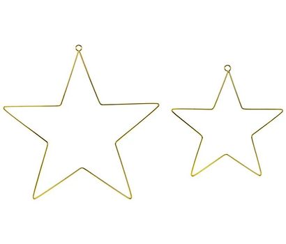 Sterne gold 2er Set aus Metall zum Aufhängen 20 und 28cm