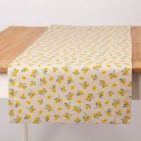 Tischläufer Leinenlook Little Citrus Fruits Mini Zitronen natur gelb von SCHÖNER LEBEN. mit schmalem Saum