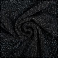 Jersey Stoff in Schwarz mit silberfarbenem Metallic-Effekt und geometrischem Muster - kunstvoll eingedreht in Falten