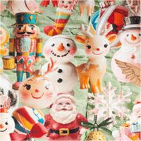 92661-French-Terry-Stoff-Baumwolle-Weihnachtsstoff-Nostalgie-Digitaldruck-bunt-1-50m-Breite-IMG-8965.jpg French Terry Weihnachtsstoff mit nostalgischen Motiven – bunte Figuren wie Nussknacker, Schneemänner, Rentiere, Weihnachtsmann und Christbaumschmuck auf grünem Hintergrund im Digitaldruck - Nahaufnahme