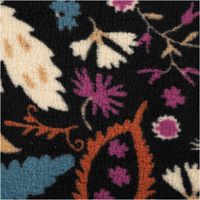 Teddy Stoff Plüsch ALIO mit Blumen- und Ornamentmuster in Schwarz, Lila, Blau und Cremefarben, flauschig-weiche Oberfläche, 1,50 m Breite - Nahaufnahme