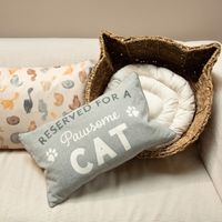 92769-Kissenhuelle-Reserved-for-a-Pawsome-Cat-30x50m-von-Sass-und-Belle-tierfreunde26-2.jpg Dieses charmante Kissen von Sass & Belle ist das perfekte Accessoire für Katzenliebhaber. Die graue Hülle in 30x50 cm mit verspieltem Schriftzug setzt einen gemütlichen Akzent in jedem Zuhause - auf dem Sofa praesentiert
