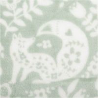 92775-Fleecestoff-Tiere-Blumen-mintgruen-1-45m-Breite-IMG-9391.jpg Fleecestoff in Mintgrün mit weißem Muster aus Tieren und Blumen, weiche Oberfläche, 1,45 m Breite - Nahaufnahme