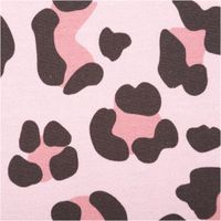 92779-French-Terry-Stoff-Leo-Digitaldruck-rosa-1-50m-Breite-IMG-9547.jpg French Terry Stoff mit Leopardenmuster in Dunkelbraun und Rosa auf hellrosa Hintergrund, Digitaldruck, 1,50 m Breite - Nahaufnahme