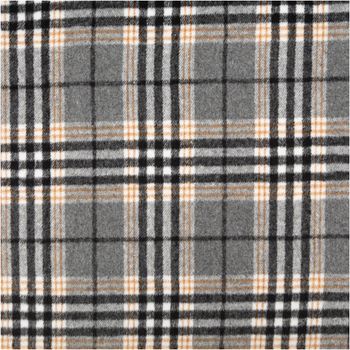 Jacquard-Mantelstoff mit gebürsteter Oberfläche und klassischem Karomuster in Grau, Weiß, Schwarz und feinen Ockerstreifen, 145 cm Breite - Vollansicht