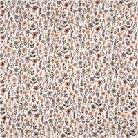 Steppstoff aus Baumwoll-Musselin Doubleface mit braun-beigem Blumenmuster auf wollweißem Hintergrund, Design „Maddy“, 1,30 m Breite - Vollansicht
