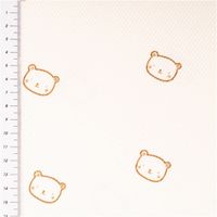 92888-Waffeljersey-Jersey-Stoff-Baumwolle-Baerchen-wollweiss-1-45m-Breite-IMG-0803.jpg Waffeljersey aus Baumwolle mit kleinen braunen Bärchenmotiven auf wollweißem Hintergrund, weich und elastisch, 145 cm Breite - mit Massband