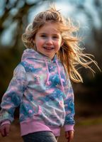 92892-French-Terry-Sommersweat-Fairies-Digtialdruck-rosa-blau-1-45m-Breite-Screenshot-2025-10-08-190533.jpg Mädchen mit Hoodie aus French Terry „Fairies“ in Rosa/Blau, lachend im Freien; weicher, elastischer Sommersweat.