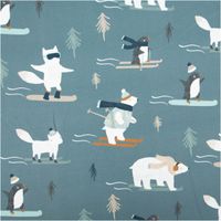92894-French-Terry-Sommersweat-Wintertiere-Digtialdruck-mintgruen-1-48m-Breite-IMG-0772.jpg French Terry Sommersweat mit Digitaldruck von winterlichen Tieren wie Eisbären, Füchsen und Pinguinen auf mintgrünem Hintergrund, weich und elastisch, 148 cm Breite - Vollansicht