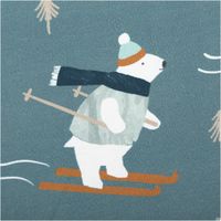 92894-French-Terry-Sommersweat-Wintertiere-Digtialdruck-mintgruen-1-48m-Breite-IMG-0773.jpg French Terry Sommersweat mit Digitaldruck von winterlichen Tieren wie Eisbären, Füchsen und Pinguinen auf mintgrünem Hintergrund, weich und elastisch, 148 cm Breite - Nahaufnahme