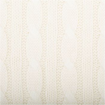 Strickstoff mit klassischem Zopfmuster aus Viskose in Wollweiß, weiche und schwere Qualität, 140 cm Breite - Nahaufnahme