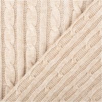 Strickstoff mit klassischem Zopfmuster aus Viskose in Beige, weiche und schwere Qualität, 140 cm Breite - mit Rueckseite