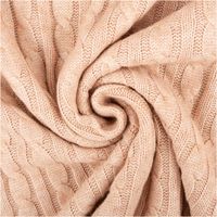 Strickstoff mit Zopfmuster aus Viskose in zartem Rosa, weiche und schwere Qualität, 140 cm Breite - kunstvoll eingedreht in Falten