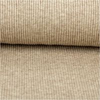 Gerippter Strickstoff aus Viskose mit feinen Glitzereffekten in Taupe, elastisch und weich, 150 cm Breite - ausgerollt und glatt liegend