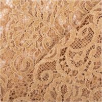 Spitzenstoff mit floraler Chenille-Struktur in Camel, transparent und weich fallend, 150 cm Breite - mit Rueckseite