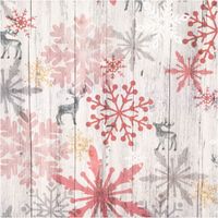 92987-Weihnachtsstoff-Baumwolle-Halbpanama-Hirsche-und-Schneeflocken-grau-rot--1-40m-Breite-IMG-1020.jpg Baumwollstoff Halbpanama mit roten und grauen Schneeflocken sowie Hirsch-Motiven auf Holzoptik-Hintergrund, robust und ideal für Weihnachtsdeko - Nahaufnahme