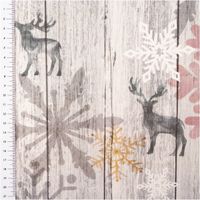 92987-Weihnachtsstoff-Baumwolle-Halbpanama-Hirsche-und-Schneeflocken-grau-rot--1-40m-Breite-IMG-1024.jpg Baumwollstoff Halbpanama mit roten und grauen Schneeflocken sowie Hirsch-Motiven auf Holzoptik-Hintergrund, robust und ideal für Weihnachtsdeko - mit Massband Hirschmotiv