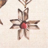 Baumwollstoff Halbpanama in Natur mit Weihnachtsmotiven wie Sternen, Elch, Herz und Holzscheiben, robust und ideal für Deko - Detailaufnahme Stern