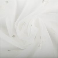 92996-Tuell-Stoff-Schwan-Stickerei-weiss-125cm-Breite-IMG-0648.jpg Feiner weißer Tüllstoff mit kleinen Schwan-Stickereien, 125 cm Breite - kunstvoll eingedreht in Falten