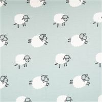 93007-French-Terry-mit-Schaefchen-blau-Sommersweat-mit-Schlingenstruktur-150cm-IMG-0933.jpg Blauer French Terry Sommersweat mit weißen Schäfchen-Motiven, weicher Stoff mit Schlingenstruktur, ideal für Kinderkleidung - Vollansicht