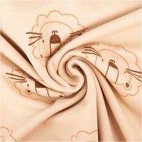93013-French-Terry-Loewe-beige-Sommersweat-mit-Schlingenstruktur-150cm-IMG-1000.jpg Beiger French Terry Sommersweat mit Löwenkopf-Motiven, weicher Stoff mit Schlingenstruktur, ideal für Kinderkleidung und Accessoires - kunstvoll eingedreht in Falten