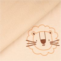 93013-French-Terry-Loewe-beige-Sommersweat-mit-Schlingenstruktur-150cm-IMG-1001.jpg Beiger French Terry Sommersweat mit Löwenkopf-Motiven, weicher Stoff mit Schlingenstruktur, ideal für Kinderkleidung und Accessoires - mit Rueckseite
