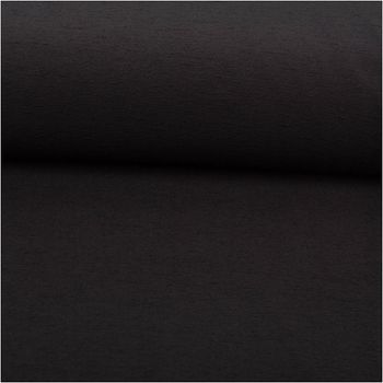 Krepp Jersey Stoff aus Baumwolle in Schwarz, elastisch, hautfreundlich und weich mit feiner Struktur, ideal für Bekleidung - ausgerollt und glatt liegend