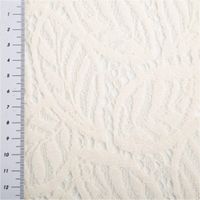 93047-Spitze-mit-Chenille-Blaetterdessin-Meterware-wollweiss-150cm-breit-IMG-1671.jpg Zarte Spitze mit Chenille-Blätterdessin in Wollweiß – edel und leicht transparent, präsentiert mit feiner Struktur für elegante Kleider, Brautmode oder stilvolle Deko - mit Massband
