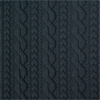 Elastischer Strickstoff mit Zopfmuster in Stahlblau – weicher, dichter Winterstrick mit plastischer Struktur, ideal für modische Pullover, Cardigans oder wärmende Accessoires - Nahaufnahme