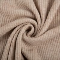 Strickstoff Rib Jersey aus Viskose in Beige mit feinem Glitzereffekt, 150 cm breit – angenehm elastisch, weich im Griff und ideal für elegante Shirts, Kleider oder Pullover - kunstvoll eingedreht in Falten
