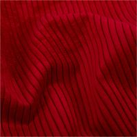 Roter Cord-Polsterstoff Capri, präsentiert mit breiter Rippenstruktur und Fleckschutz als robuster Möbelstoff, 1,45 m breit - stilvoll drapiert