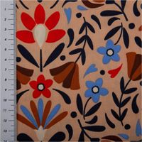 93082-Baumwollstoff-Lafleur-Scandi-Blumen-beige-1-47m-Breite-IMG-1563.jpg Baumwollstoff Lafleur Scandi mit grafischem Blumenmuster in Beige, Rot, Blau und Braun – inspiriert vom skandinavischen Stil, ideal für Kleider, Kissen oder Heimtextilien - mit Massband