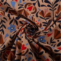 93082-Baumwollstoff-Lafleur-Scandi-Blumen-beige-1-47m-Breite-IMG-1564.jpg Baumwollstoff Lafleur Scandi mit grafischem Blumenmuster in Beige, Rot, Blau und Braun – inspiriert vom skandinavischen Stil, ideal für Kleider, Kissen oder Heimtextilien - kunstvoll eingedreht in Falten