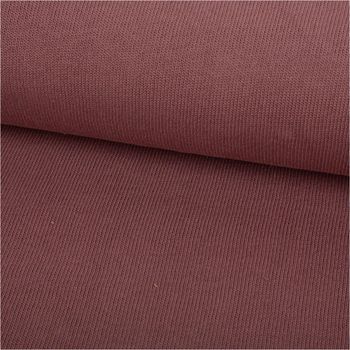 Strickstoff aus 100 % Baumwolle in elegantem Mauve, 135 cm breit – weich, atmungsaktiv und perfekt für stilvolle Kleidung oder Accessoires - ausgerollt und glatt liegend