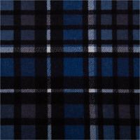 Baumwollflanell Stoff mit klassischem Karomuster in Blau-, Schwarz- und Weißtönen – weich, warm und ideal für Hemden, Pyjamas oder Winterdekorationen - Nahaufnahme