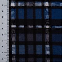 Baumwollflanell Stoff mit klassischem Karomuster in Blau-, Schwarz- und Weißtönen – weich, warm und ideal für Hemden, Pyjamas oder Winterdekorationen - mit Massband