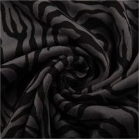93128-Nicki-Stoff-Velours-Baumwolle-Zebra-grau-schwarz-1-50-m-Breite-IMG-1336.jpg Nickistoff aus Baumwoll-Velours in Grau mit Zebramuster in Schwarz, 1,50 m breit – weich, elastisch und ideal für stilvolle, bequeme Bekleidung - kunstvoll eingedreht in Falten