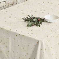 Detailansicht beschichtete Baumwolltischdecke Sterne gold, leicht glänzend