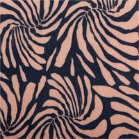 Nicki Stoff Velours aus Baumwolle mit abstrakten Blättern. Das Muster in Rosa und Blau zeigt große Fächerblätter, 1,50 m breit - Nahaufnahme
