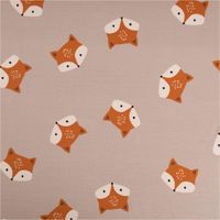 93206-French-Terry-Fuchs-beige-Sommersweat-mit-Schlingenstruktur-Digitaldruck-150cm-IMG-2534.jpg French Terry Sommersweat in Beige, mit Schlingenstruktur und Digitaldruck. Das Muster zeigt niedliche Fuchsköpfe in 150cm Breite - Vollansicht