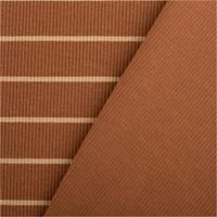 93209-Rippjersey-Stoff-Streifen-braun-beige-Baumwolle-elastisch-Meterware-120-cm-IMG-2599.jpg Elastischer Rippjersey Stoff aus Baumwolle mit feiner Rippstruktur. Das Streifenmuster in Braun und Beige ist 120 cm breit - mit Rueckseite
