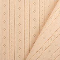 93213-Strickstoff-Ajour-Pointelle-Baumwolle-Streifen-Lochmuster-ivory-145-cm-Breite-IMG-2455.jpg Ivoryfarbener Ajour-Strickstoff aus Baumwolle, präsentiert mit feinem Pointelle-Lochmuster in Streifenoptik als leichter Stoff, 145 cm breit - mit Rueckseite