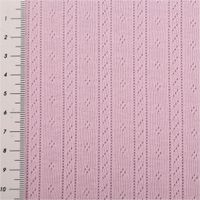 Lila Ajour-Strickstoff aus Baumwolle, präsentiert mit feinem Pointelle-Lochmuster in Streifenoptik als leichter, weicher Stoff, 145 cm breit - mit Massband
