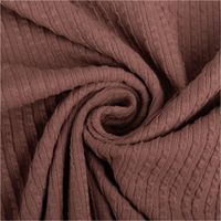 Jersey Stoff Ripp-Jacquard aus Baumwolle in Mauve. Die Struktur zeigt vertikale Streifen in einer breiten und feinen Rippung, 1,35m breit - kunstvoll eingedreht in Falten