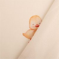 93242-Jersey-Stoff-Rippjersey-Baumwolle-Entchen-wollweiss-gelb-1-20m-Breite-IMG-2402.jpg Wollweißer Rippjersey aus Baumwolle, präsentiert mit süßen gelben Entchenmotiven als weicher, dehnbarer Stoff, 1,20 m breit - mit Rueckseite