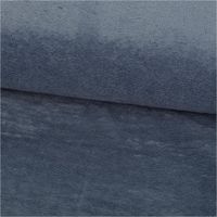 Bambus Fleece Stoff mit Baumwolle in uni Blau. Detailansicht der weichen, saugfähigen und flauschigen Oberfläche, 1,45m breit - ausgerollt und glatt liegend